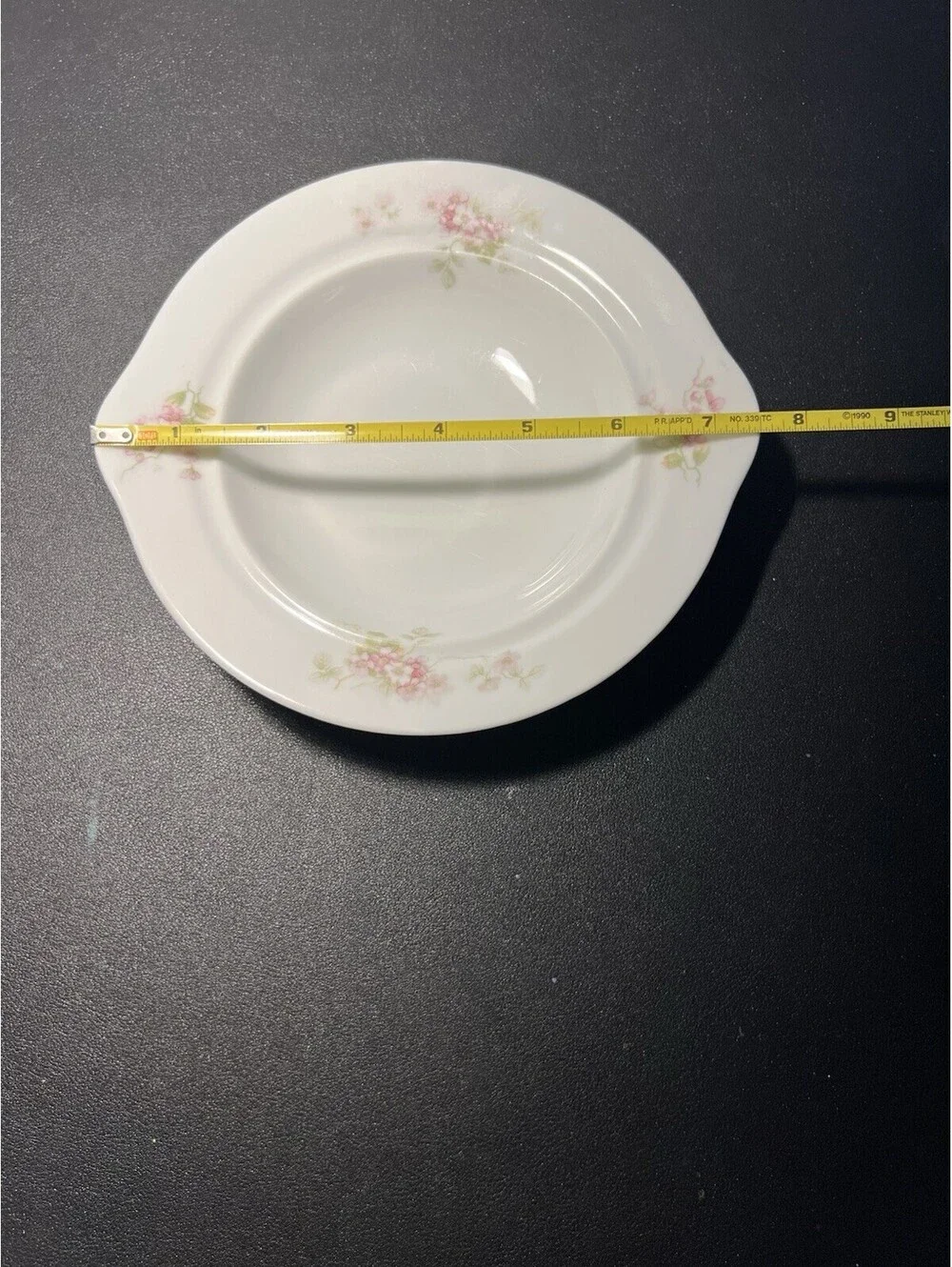 O&EG Royal Austria 1900s Pink Floral Porcelain Cream Soup Bowl, 7.5x1.25”